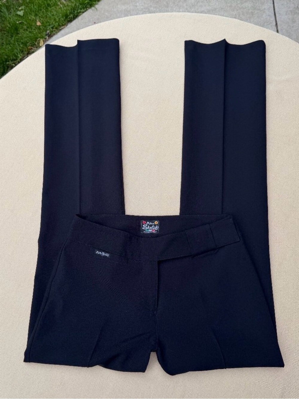 Miss Sixty Black Low Rise Asymmetric Snap Boot-Cut Flare Pants VINTAGE 90s Y2K